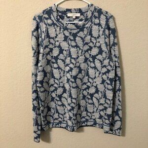 Loft Top Blue White Floral Knit